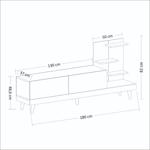 Chic Home Teemu TV-taso 180x37xK82 cm, harmaa/vaaleanruskea