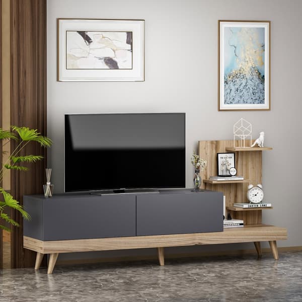Chic Home Teemu TV-taso 180x37xK82 cm, harmaa/vaaleanruskea