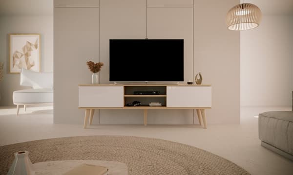 Kocot Toronto TV-taso 160cm, valkoinen/beige