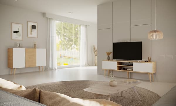Kocot Toronto TV-taso 160cm, valkoinen/beige