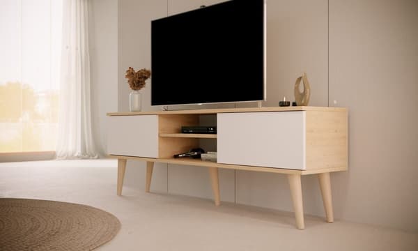 Kocot Toronto TV-taso 160cm, valkoinen/beige