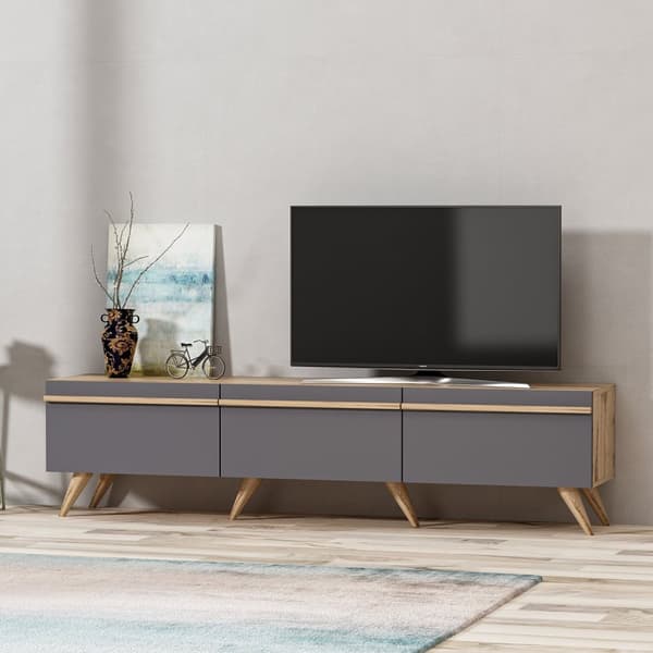 Chic Home Andreas TV-taso 180x35xK42 cm, harmaa/vaaleanruskea