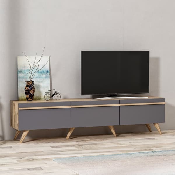 Chic Home Andreas TV-taso 180x35xK42 cm, harmaa/vaaleanruskea