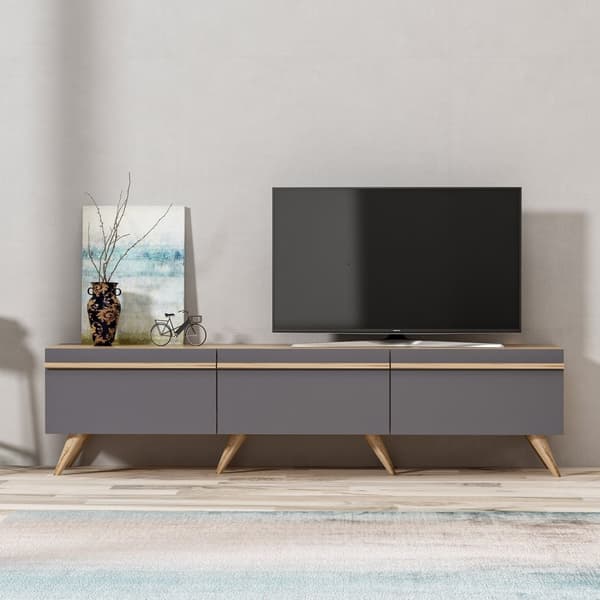Chic Home Andreas TV-taso 180x35xK42 cm, harmaa/vaaleanruskea