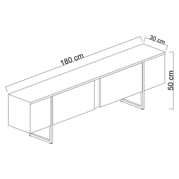 Chic Home Lyydia TV-taso 180 cm, valkoinen/kulta