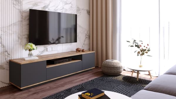 Chic Home Fransi TV-taso 180 cm, ruskea/antrasiitti