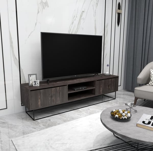 Chic Home Essi TV-taso 180 cm, tummanruskea/musta