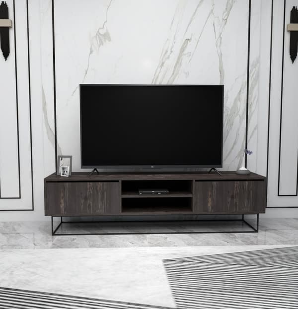 Chic Home Essi TV-taso 180 cm, tummanruskea/musta