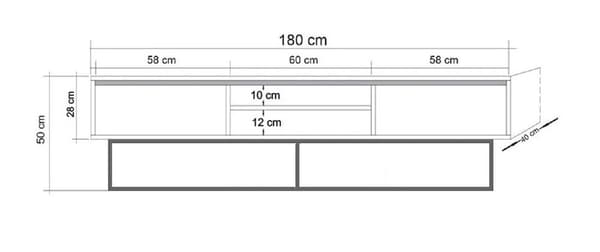 Chic Home Ronja TV-taso 180 cm, tummanruskea/musta
