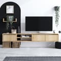 Pikkukuva 3 / 5: Chic Home Harri TV-taso 180 cm + seinähylly, vaaleanruskea