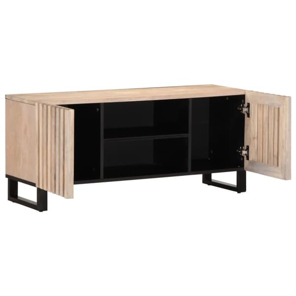 vidaXL TV-taso valkoinen 105x34x46 cm täysi karkea mangopuu