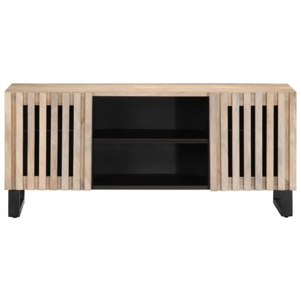 vidaXL TV-taso valkoinen 105x34x46 cm täysi karkea mangopuu