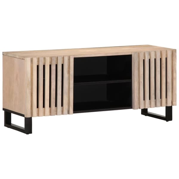vidaXL TV-taso valkoinen 105x34x46 cm täysi karkea mangopuu