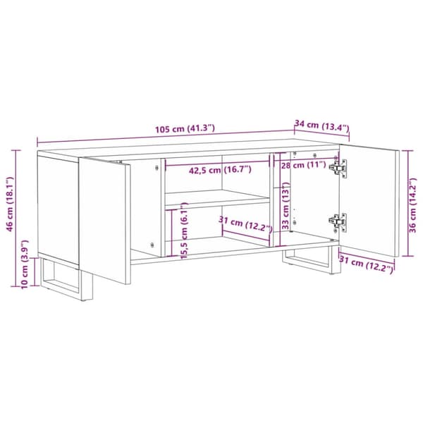 vidaXL tv-bord 105x34x46 cm massivt akacietræ