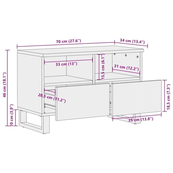 vidaXL TV-taso 70x34x46 cm täysi akaasiapuu