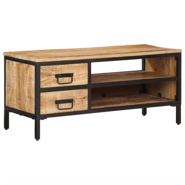 vidaXL TV-benk 90x35x40 cm grovt heltre mangotre