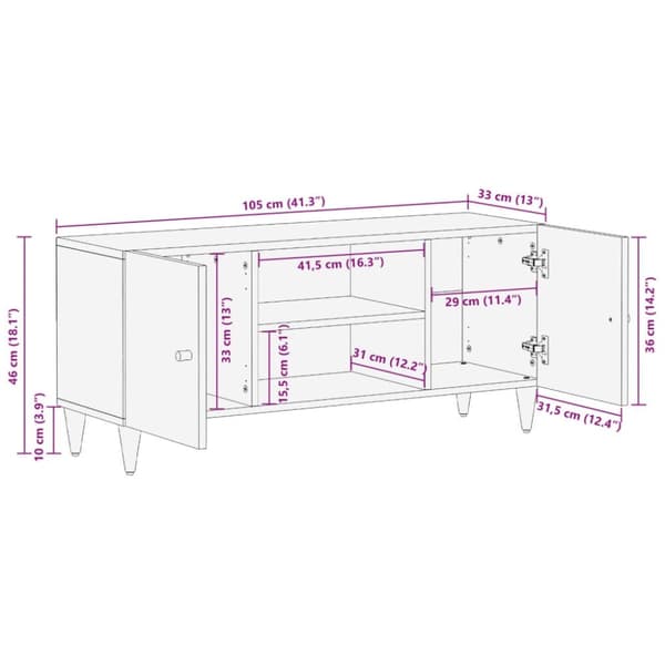 vidaXL TV-taso 105x33x46 cm täysi mangopuu