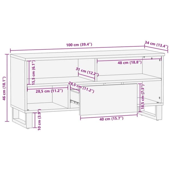vidaXL TV-benk 100x34x46 cm heltre akasie