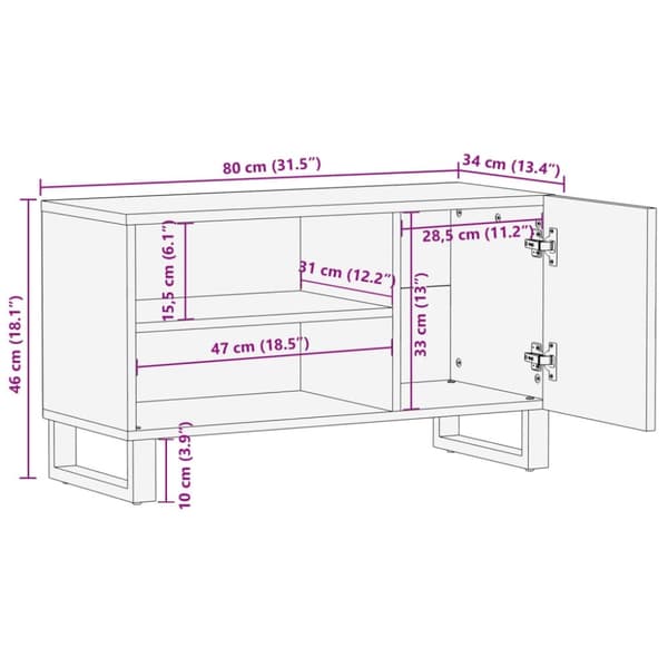 vidaXL TV-benk 80x34x46 cm heltre akasie