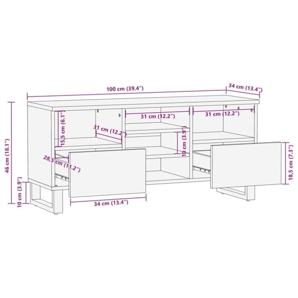 vidaXL TV-benk 100x34x46 cm heltre mango