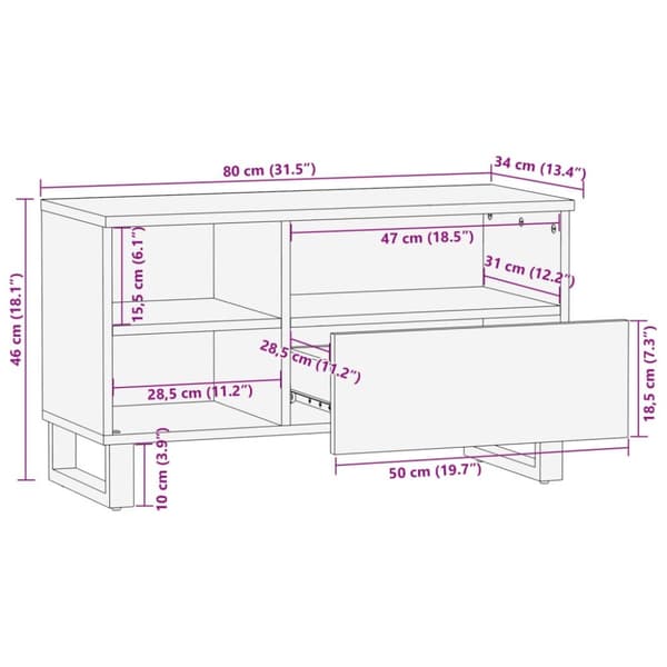 vidaXL TV-benk 80x34x46 cm grovt heltre mangotre