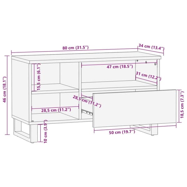 vidaXL Tv-bänk 80x34x46 cm massivt akaciaträ