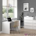 Miniatyrbild 4 av 4: VICCO Ruben skrivbord - Matt vit - 140 x 65 cm - Modern design med stor låda och förvaringsfack