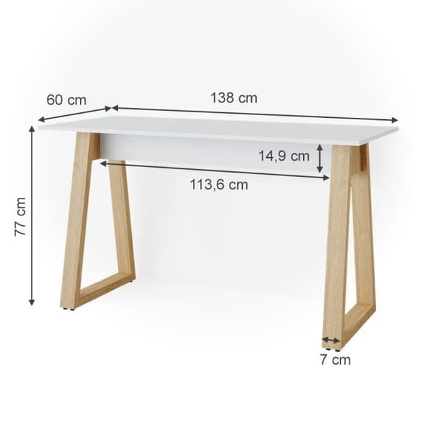 VICCO Nautica Datorbord - Vit/Ek - Reptålig yta - Modern skandinavisk stil