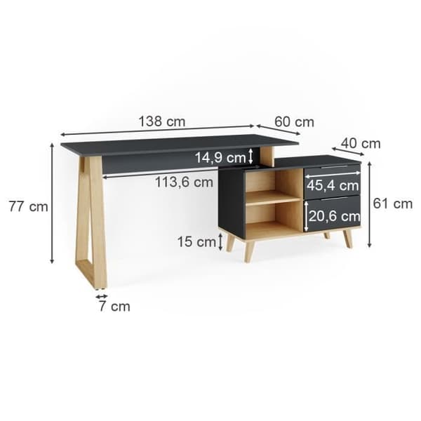 Vicco Hörnbord Nautica datorbord PC antracit ek