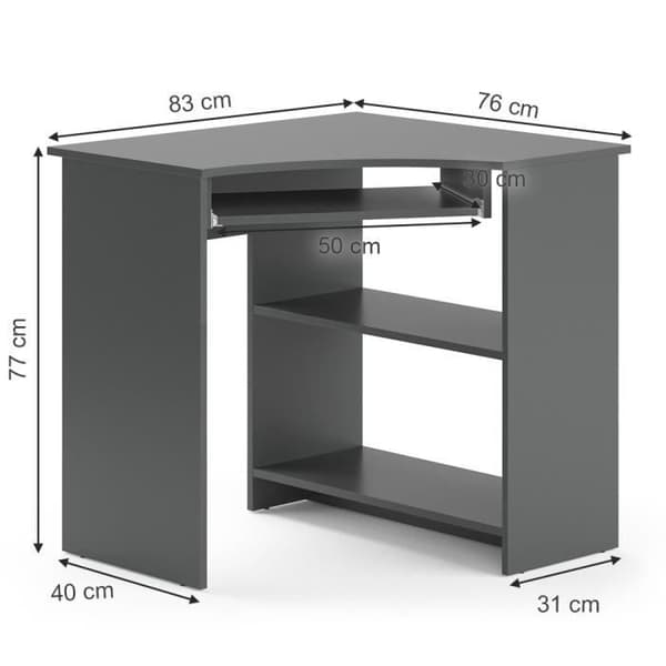 Odin hörn datorbord - VICCO - Kompakt design - Antracit