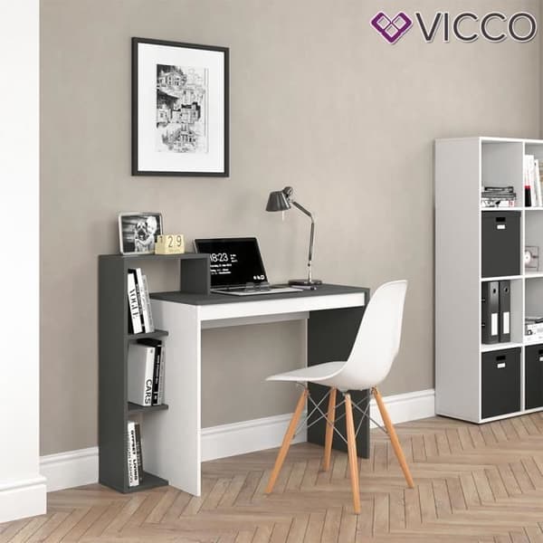 Vicco Leo skrivbord med hylla och PC-bänkskiva Vit antracit