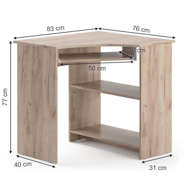 VICCO hörn datorbord - Odin sonoma - Reptålig yta - Modern design