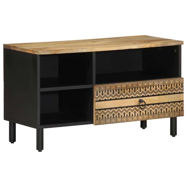 vidaXL TV-benk svart 80x33,5x46 cm grovt heltre mangotre