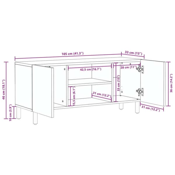 vidaXL Materialer: konstruert tre, heltre mango, messing
