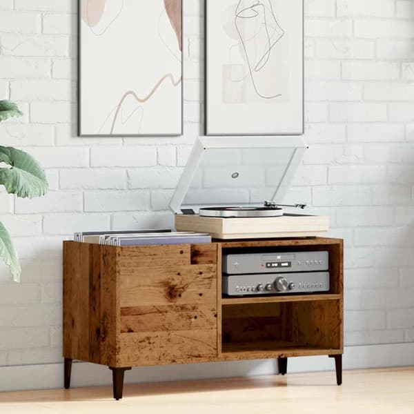 vinylskab 84,5x38x48 cm konstrueret træ antikt trælook