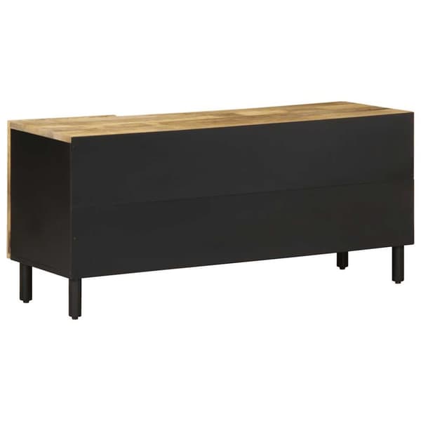 Tv-bänk svart 105x33,5x46 cm massivt grovt mangoträ
