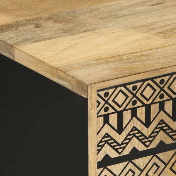 Tv-bänk svart 105x33,5x46 cm massivt grovt mangoträ
