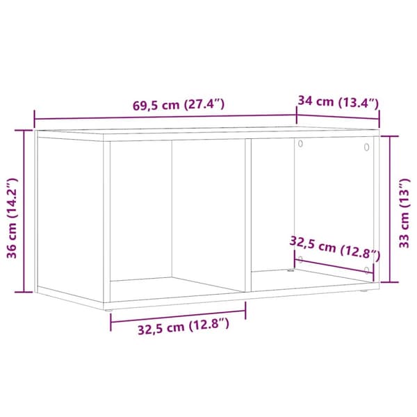 LP opbevaringskasse 69,5x34x36 cm konstrueret træ kunsteg