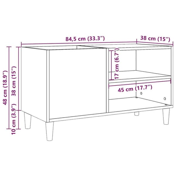 vinylskab 84,5x38x48 cm konstrueret træ kunsteg