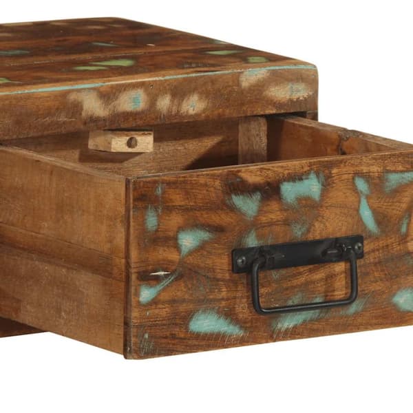 væghængt tv-skab 100x30x19 cm massivt genbrugstræ
