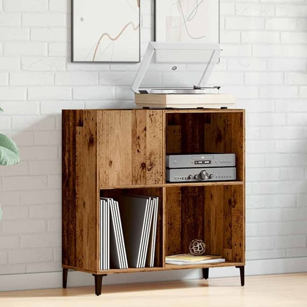 vidaXL LP-levyjen säilytyskaappi vanhaa puuta 84,5x38x89 cm
