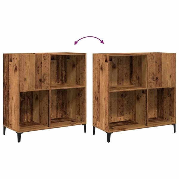 vidaXL LP-levyjen säilytyskaappi vanhaa puuta 84,5x38x89 cm