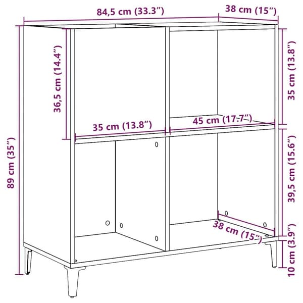 vidaXL LP-levyjen säilytyskaappi vanhaa puuta 84,5x38x89 cm