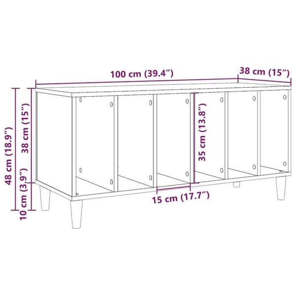 vidaXL vinylskab 100x38x48 cm konstrueret træ antikt trælook
