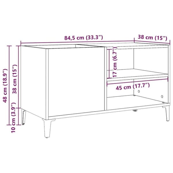 vidaXL vinylskab 84,5x38x48 cm konstrueret træ antikt trælook