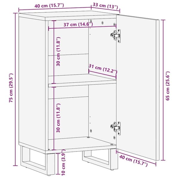 vidaXL skænk 40x33x75 cm massivt mangotræ sort