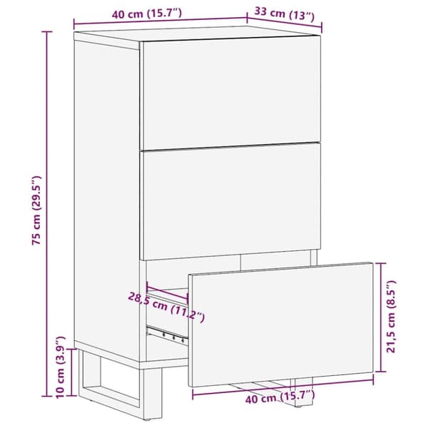 vidaXL Senkki Musta 40x33x75 cm Massiivipuu Mango