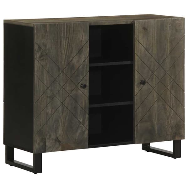 vidaXL Skjenk svart 90x33x75 cm heltre mango