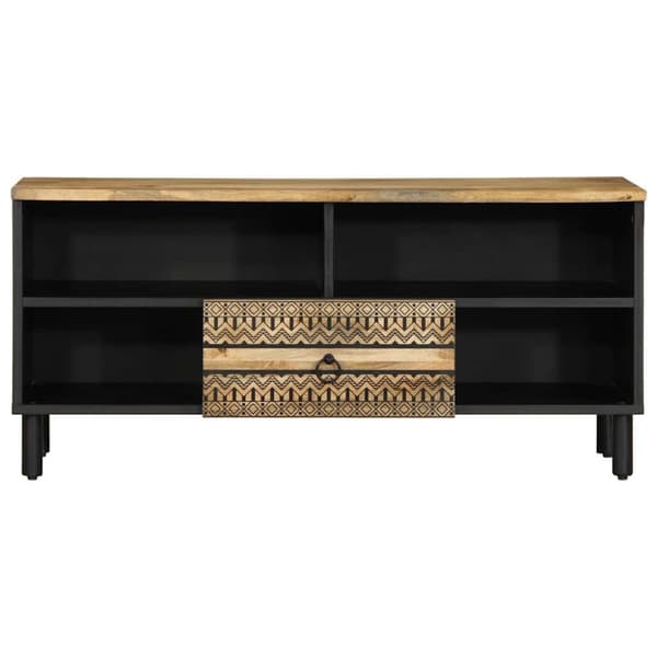 vidaXL TV-benk svart 100x33,5x46 cm grovt heltre mangotre