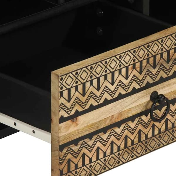 vidaXL TV-benk svart 100x33,5x46 cm grovt heltre mangotre
